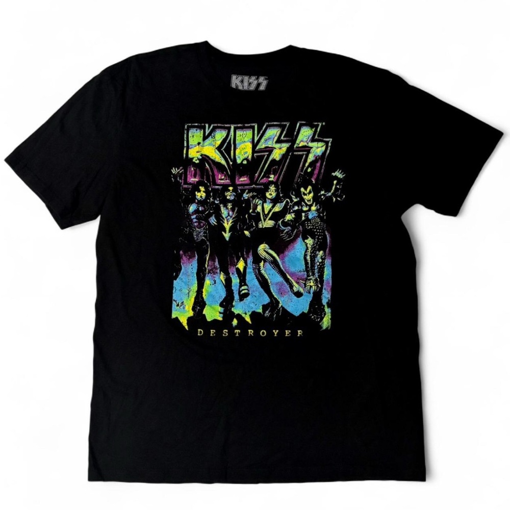 Kiss Destroyer Black Tee with Vibrant Design